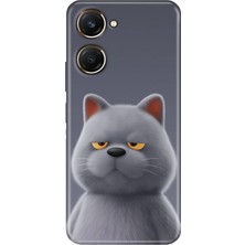 Vivo Y18 Kılıf Desenli Baskılı Tpu Rubber Kapak Uykulu Kedi