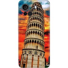 Casper Via F30 Kılıf Desenli Baskılı Tpu Rubber Kapak Pizza Kulesi