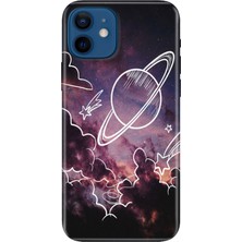 Senada iPhone 12 Kılıf Desenli Baskılı Tpu Rubber Kapak Gezegenler