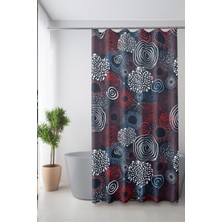 Moud's Banyo Perdesi, Spiral Çiçekler Desenli Duş Perdesi, Küvet Perdesi, Halka Hediyeli 175X200CM Bp-98