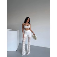 Havens Lace Kabartmalı Ispanyol Paça Pantolon