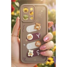 As Mobile Redmi Note 12 Uyumlu Kılıf Kahverengi Renk Ayıcık Figürlü 3D Kamera Korumalı Darbe Emici Yumuşak Silikon Kapak