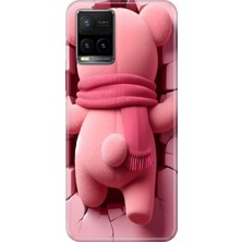 Vivo Y32 Y33S Kılıf Desenli Baskılı Tpu Rubber Kapak Pink Bear