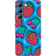 Senada Vivo V30 Lite Kılıf Desenli Baskılı Tpu Rubber Kapak Kiraz Çilek