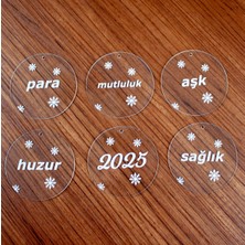 Empressco 8 cm Çaplı Şeffaf Pleksi Yılbaşı Süsleri, 12 Adet, 6 Farklı Desen, Kolay Asılır.