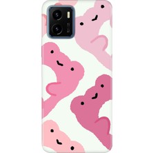 Vivo Y15S Kılıf Desenli Baskılı Tpu Rubber Kapak Pink Frogs