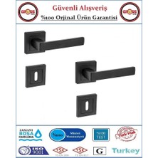 Gross AVM Berfin Rozetli Iç Oda Kapı Kolu - Mat Siyah - 1 Takım Ön ve Arka