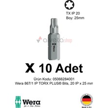 Alveta Wera 867/1 Ip Torx Plus 20IP x 25MM Tornavida Ucu 10 Adet | Vidalama Bits Seti Profesyonel Seri