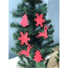 Empressco Kırmızı Keçe 6'lı Yılbaşı Ağaç Süsü Seti, Şık ve Renkli Dekorasyon Hediği