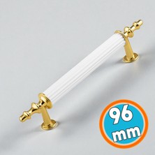 Nzb Mobilya Çekmece Dolap Kapak Kulpu Dayanıklı Kulbu Kulpları Gold Altın Beyaz 96 mm Metal Kulp
