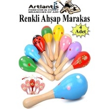 Artlantis Renkli Marakas 4 Adet 19 cm Renkli Çıngıraklar Eğlenceli Müzik Aksesuarları Çocuk Eğitici Oyuncak Marakas Renkli
