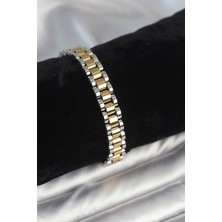 Callerrons Accessories Gold ve Gümüş Renk 9 mm Kalınlık Erkek Bileklik - EBJ251201W38556