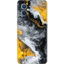 Oneplus 9 Kılıf Desenli Baskılı Tpu Rubber Kapak Siyah Sarı 22