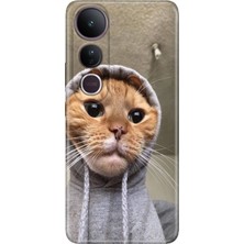 Vivo V50 Lite Kılıf Desenli Baskılı Tpu Rubber Kapak Selfie Kedicik