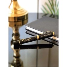 Hür Gold Kişiye Özel Atatürk Silüetli ve Imzalı Kabartmalı Metal Roller Kalem (Siyah)