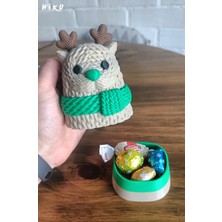 Szd Design Örgü Desenli Geyik Temalı Yılbaşı Saklama Kutusu