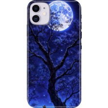 iPhone 11 Kılıf Desenli Baskılı Tpu Rubber Kapak Korkutan Dolunay