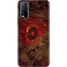 Vivo Y11S Y20 Y20S Kılıf Desenli Baskılı Tpu Rubber Kapak Sarı Kırmızı Stadyum