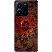 Vivo Y22S Y35 Kılıf Desenli Baskılı Tpu Rubber Kapak Sarı Kırmızı Stadyum