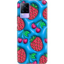 Senada Vivo V21E Kılıf Desenli Baskılı Tpu Rubber Kapak Kiraz Çilek