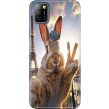 Infinix Smart 5 Kılıf Desenli Baskılı Tpu Rubber Kapak Pariste Tavşan