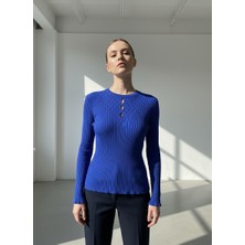 Nakşi Giyim Kadın Dantel Dokulu Zarif Fitilli Triko Kazak