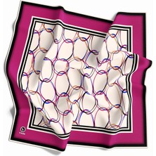 Violla Twill Halka Desenli Fuşya Renkli 90X90 Eşarp (Ipek Içermez) Kenar Dikiş Şekli El Dikişli