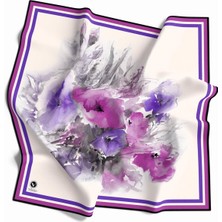 Violla Rayon Zincir Desenli Mürdüm Renkli 90X90 Eşarp (Ipek Içermez) Kenar Dikiş Şekli El Dikişli