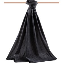 Vissona Lüks Medine Ipeği Hasır Desenli Siyah Renkli 75X195 Kırışmaz Şal Moss Krep Dikiş Tipi Italyan Dikişli