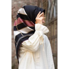 Violla Twill Gold Detaylı Kareli Desenli Pudra Renkli 90X90 Eşarp (Ipek Içermez) Kenar Dikiş Şekli El Dikişli