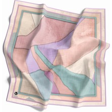 Violla Twill Geometrik Desenli Lila Renkli 90X90 Eşarp (Ipek Içermez) Kenar Dikiş Şekli El Dikişli
