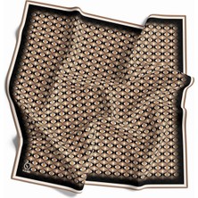 Violla Twill Çıtır Desenli Bej Renkli 90X90 Eşarp (Ipek Içermez) Kenar Dikiş Şekli El Dikişli