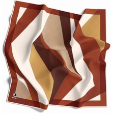 Violla Twill Geometrik Desenli Taba Renkli 90X90 Eşarp (Ipek Içermez) Dikim Şekli : El Dikişi