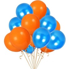 Empressco Turuncu-Mavi Parlak Metalik Sedefli Balon 50 Adet, Kutu Içinde Neşe ve Renk Dolu.