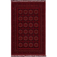 Halımax Eko Halı Buhari Bhr 03 Red Afgan Desenli Akrilik Şönil Hav Toz Vermez Etnik Modern Halı