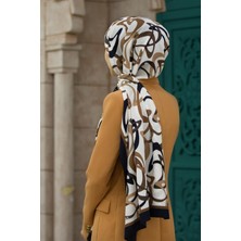 Vissona Lüks Medine Ipeği Boomerang Desenli Vizon Renkli 75X195 Kırışmaz Şal Moss Krep Dikiş Tipi Italyan Dikişli