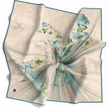 Violla Twill Çiçekli Desenli Mint Yeşili Renkli 90X90 Eşarp (Ipek Içermez) Kenar Dikiş Şekli El Dikişli