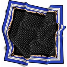 Violla Twill Kemerli ve Çıtır Motifli Desenli Saks Renkli 90X90 Eşarp (Ipek Içermez) Dikim Şekli : El Dikişi