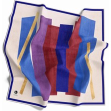 Violla Twill Geometrik Desenli Lacivert Renkli 90X90 Eşarp (Ipek Içermez) Kenar Dikiş Şekli El Dikişli