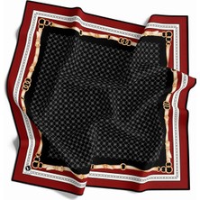 Violla Twill Kemerli ve Çıtır Motifli Desenli Bordo Renkli 90X90 Eşarp (Ipek Içermez) Dikim Şekli : El Dikişi