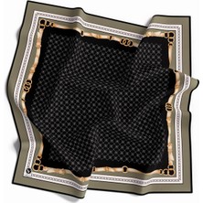 Violla Twill Kemerli ve Çıtır Motifli Desenli Haki Renkli 90X90 Eşarp (Ipek Içermez) Dikim Şekli : El Dikişi