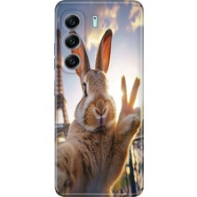 Tecno Camon 40 4g Kılıf Desenli Baskılı Tpu Rubber Kapak Pariste Tavşan