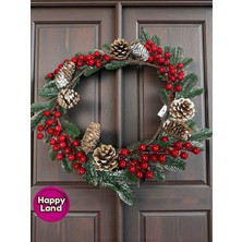 Empressco Yeşil Kozalaklı Yılbaşı Kapı Çelengi, 35 Cm, Şık ve Doğal Dekorasyon Seçeneği