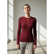 Nakşi Giyim Kadın Dantel Dokulu Zarif Fitilli Triko Kazak