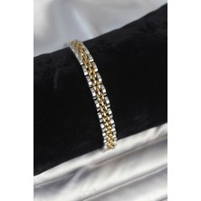 Callerrons Accessories 7 mm Kalınlıkta Gold ve Gümüş Renkli Erkek Bileklik - EBJ251201W38553
