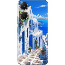 Vivo Y18 Kılıf Desenli Baskılı Tpu Rubber Kapak Santorini Tatil