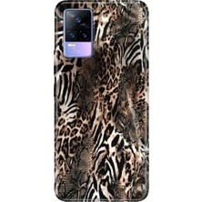 Adasena Vivo V21E Kılıf Desenli Baskılı Tpu Rubber Kapak Leopar Sanat