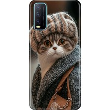 Vivo Y11S Y20 Y20S Kılıf Desenli Baskılı Tpu Rubber Kapak Parisli Kedi
