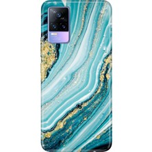 Vivo V21E Kılıf Desenli Baskılı Tpu Rubber Kapak Simli Taş
