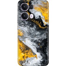 Oppo Reno 13 Pro Kılıf Desenli Baskılı Tpu Rubber Kapak Siyah Sarı 22